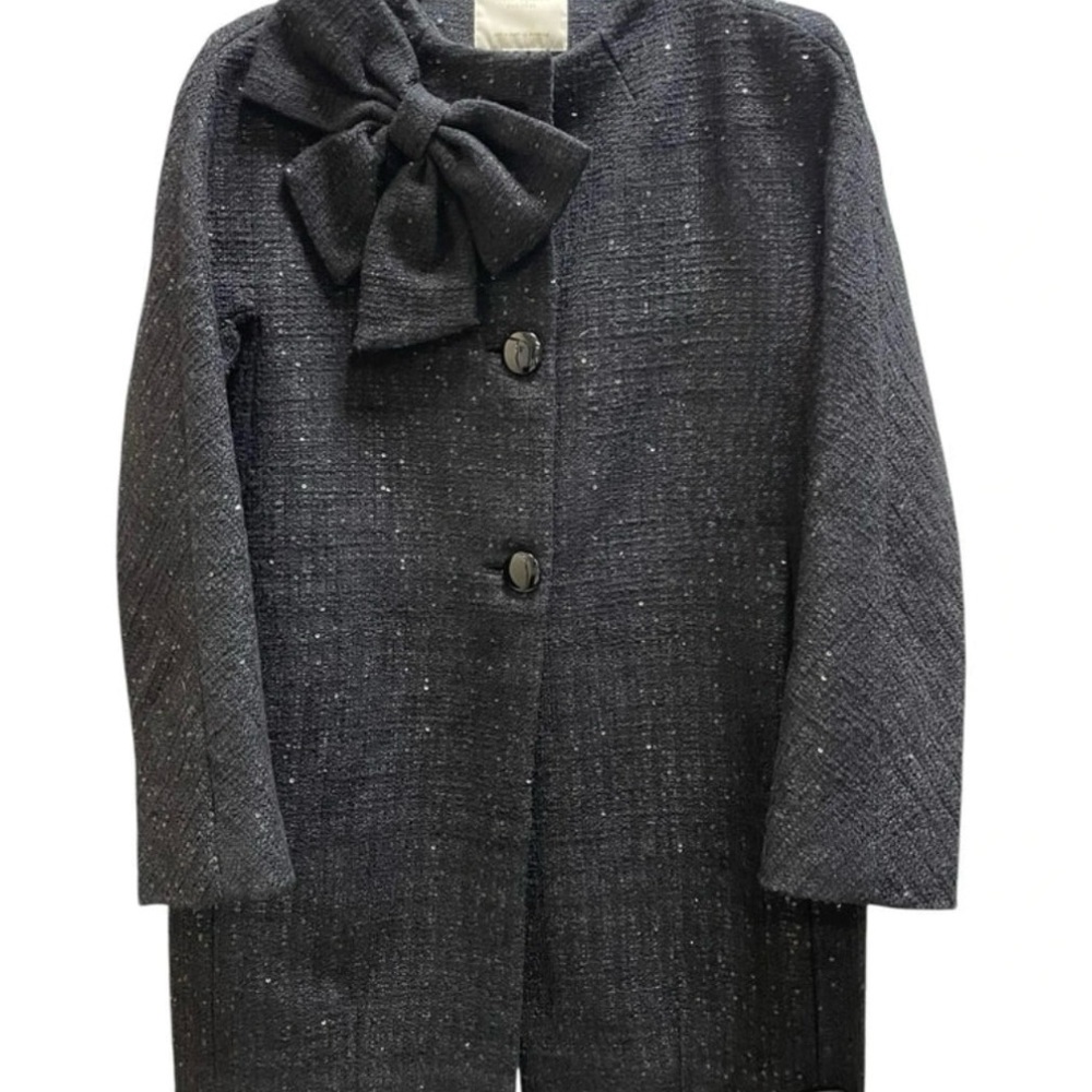 Kate Spade Black Tweed Blazer with Bow Detail